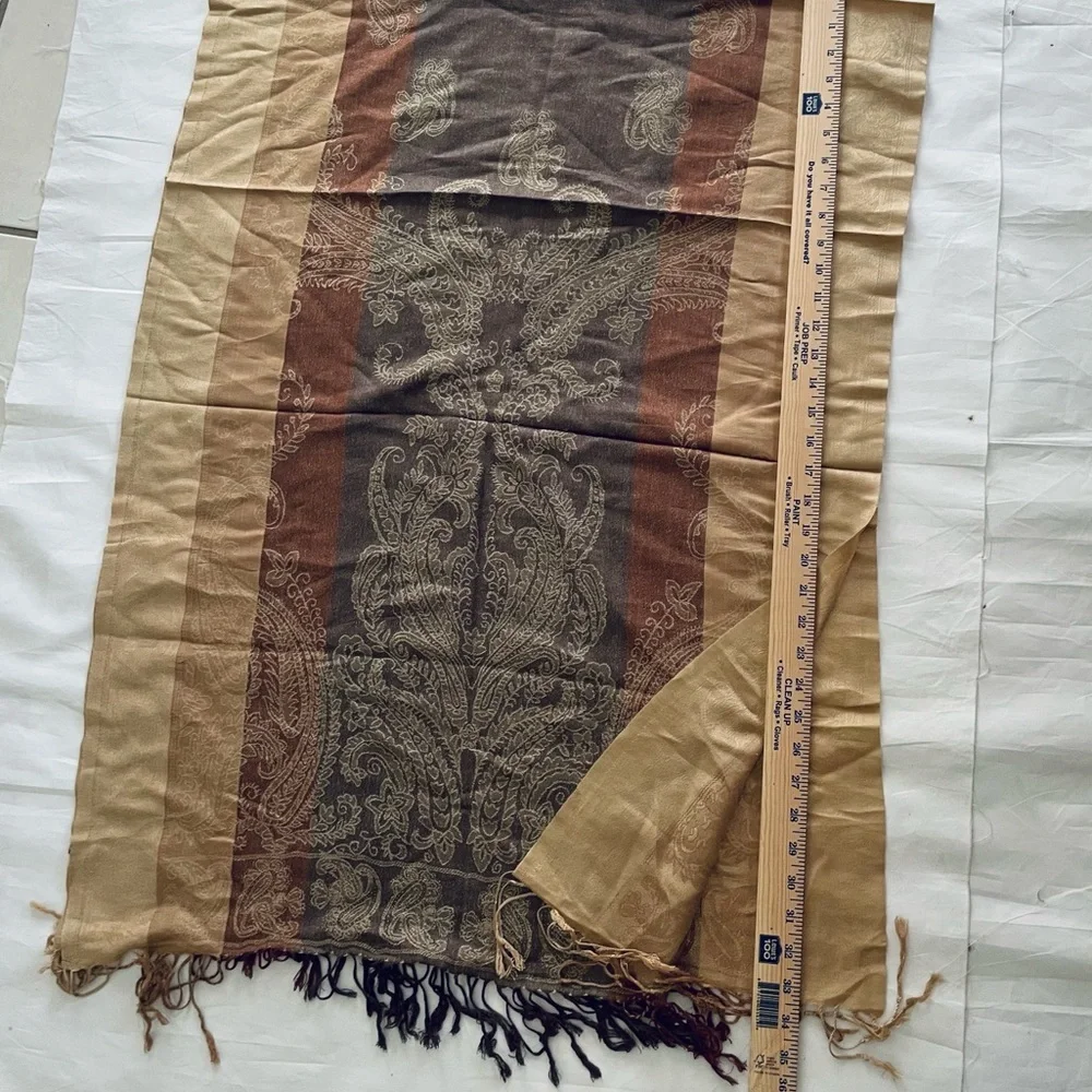 Giuliano Costantino NWOT Made in Italy earth tones fringe scarf Cotton blend